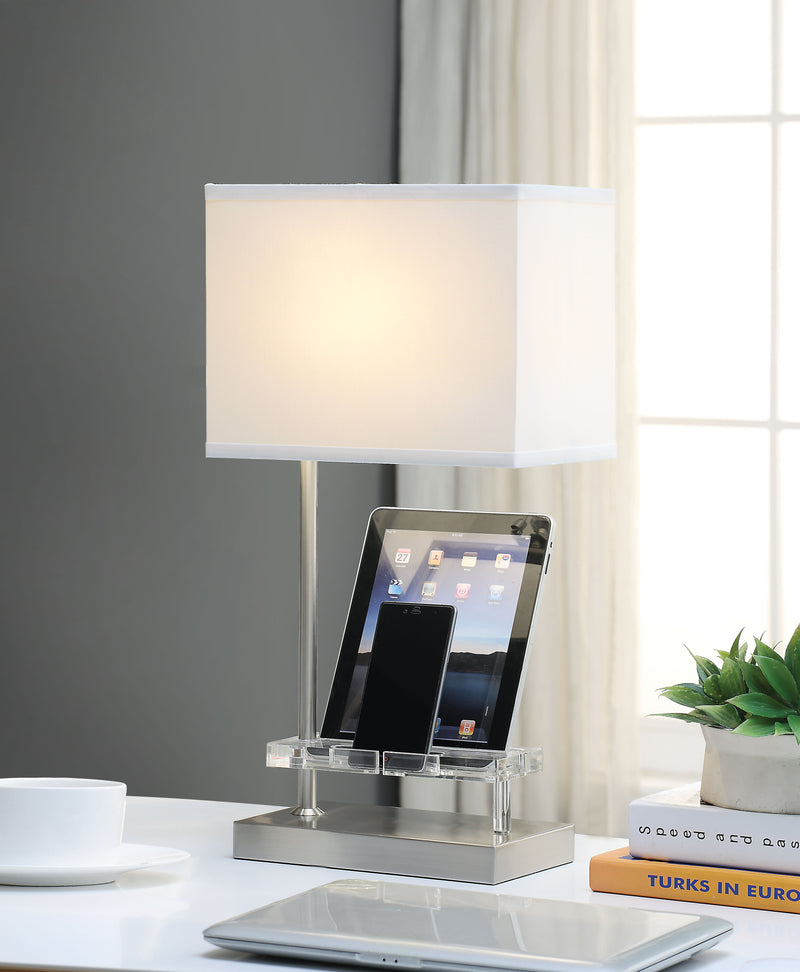 Britt Table Lamp (USB & Power Dock), Sandy Nickel - MyTinyHaus, [product_description]